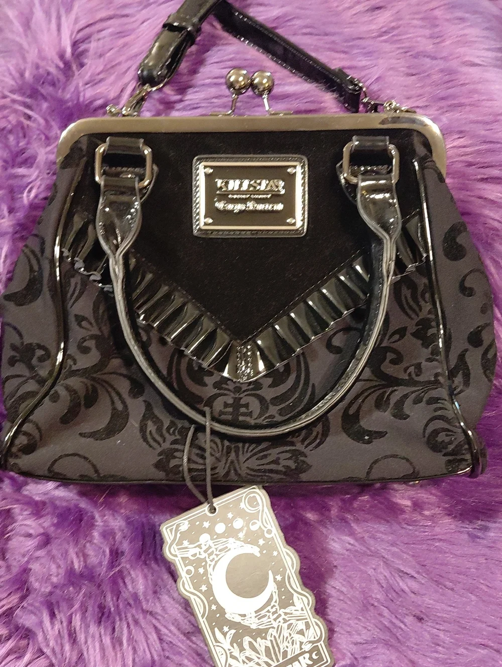 Killstar Black Velvet & Patent Gothic Satchel